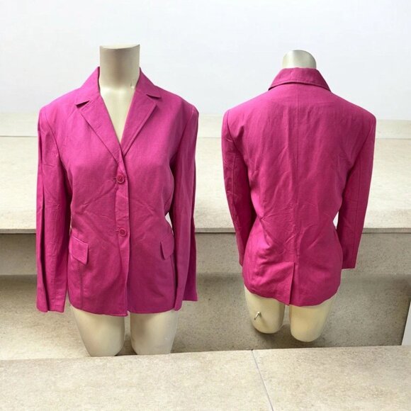 Nine,women',linen jacket,pink,size 12,long sleeves,buttons,pockets,collar.! - Picture 1 of 10